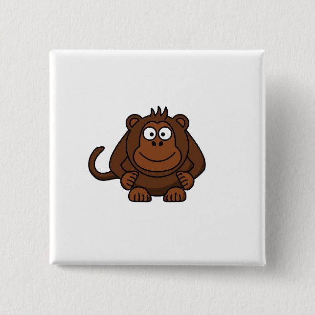 Cute Cartoon Monkey Template 2 Inch Square Button (Front)