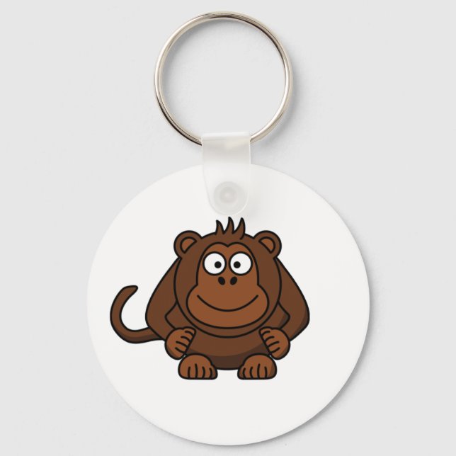 Cute Cartoon Monkey Template Keychain (Front)