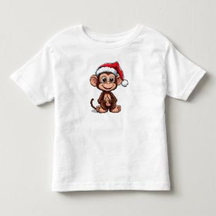 Cute Cartoon Monkey Wearing a Santa Hat Toddler T-shirt