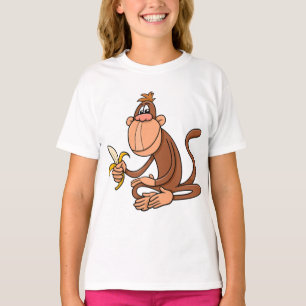 Cute Cartoon Monkey with Banana Funny Animal T-Shirt