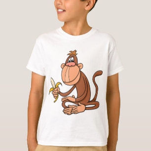 Cute Cartoon Monkey with Banana Funny Animal T-Shirt
