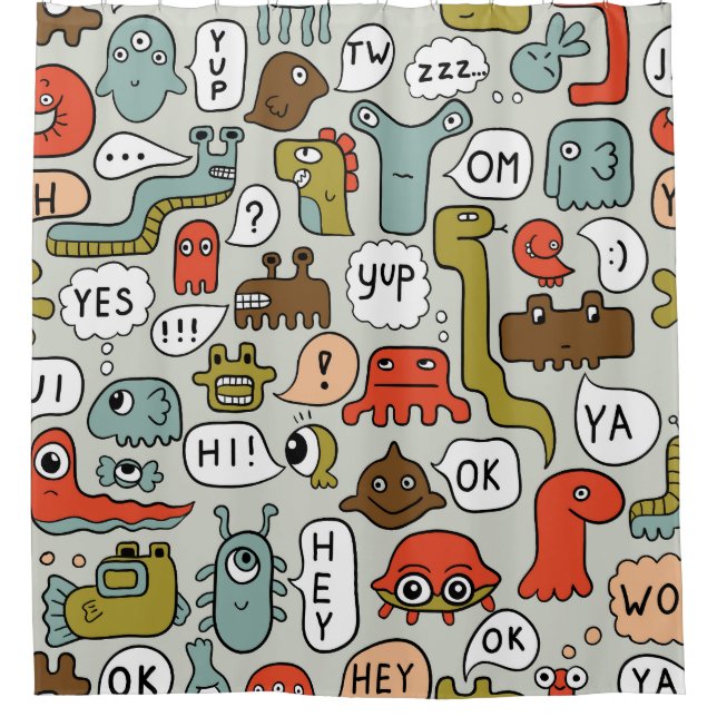 Cute Cartoon Monsters: Seamless Background (Front)
