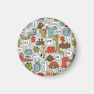 Cute Cartoon Monsters: Seamless Background Magnet