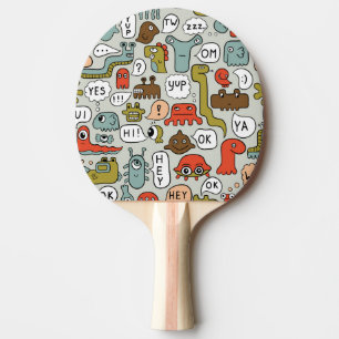Cute Cartoon Monsters: Seamless Background Ping Pong Paddle