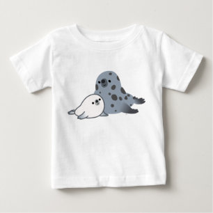 Cute Cartoon Mother Seal And Pup Baby T-Shirt