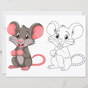 Cute Cartoon mouse colouring page