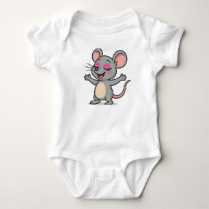 Cute Cartoon Mouse Putting on Makeup Baby Bodysuit