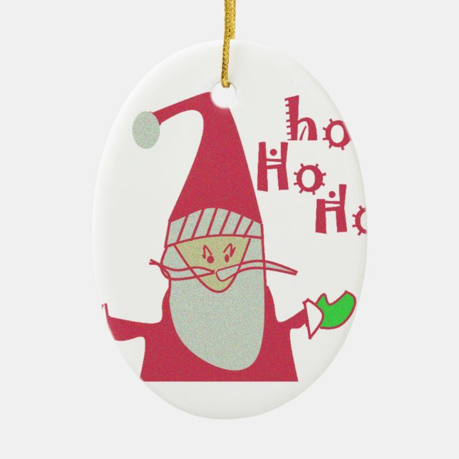 Cute Cartoon Mouse Santa Collection. Ceramic Ornament (Front)