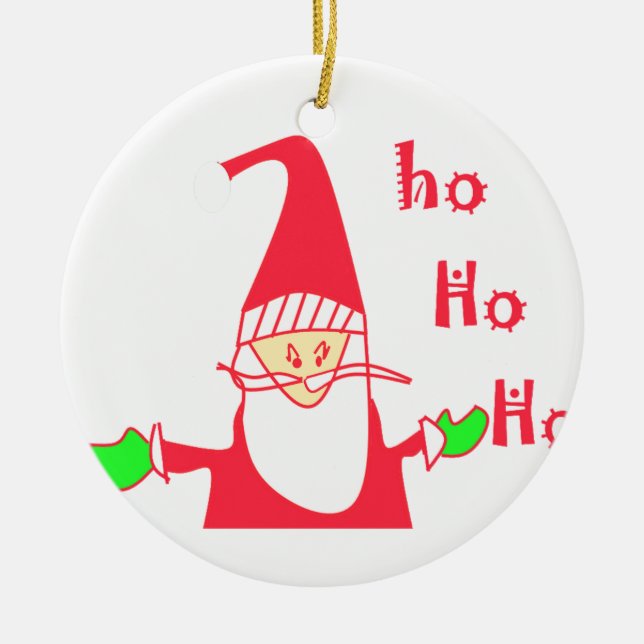 Cute Cartoon Mouse Santa Collection. Ceramic Ornament (Front)