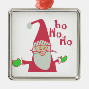 Cute Cartoon Mouse Santa Collection. Metal Ornament