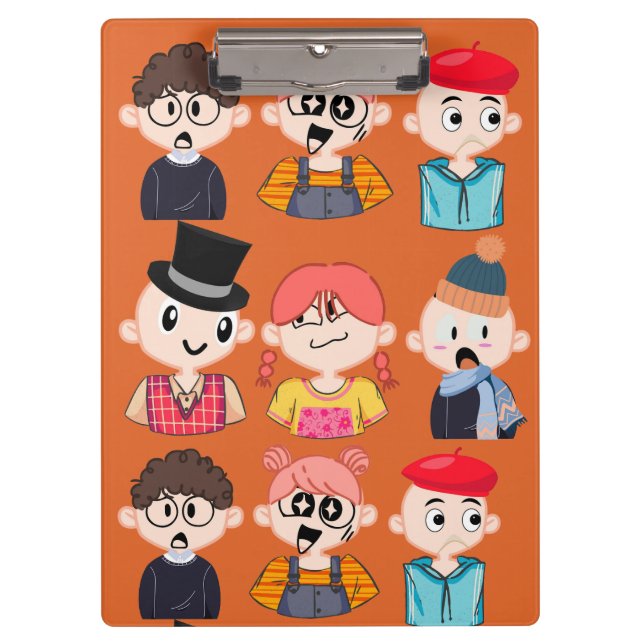 ​Cute Cartoon Nerds & Geeks Glasses Pattern Clipboard (Front)