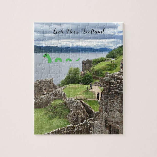 Cute Cartoon Nessie Loch Ness Monster, Scotland Jigsaw Puzzle (Vertical)