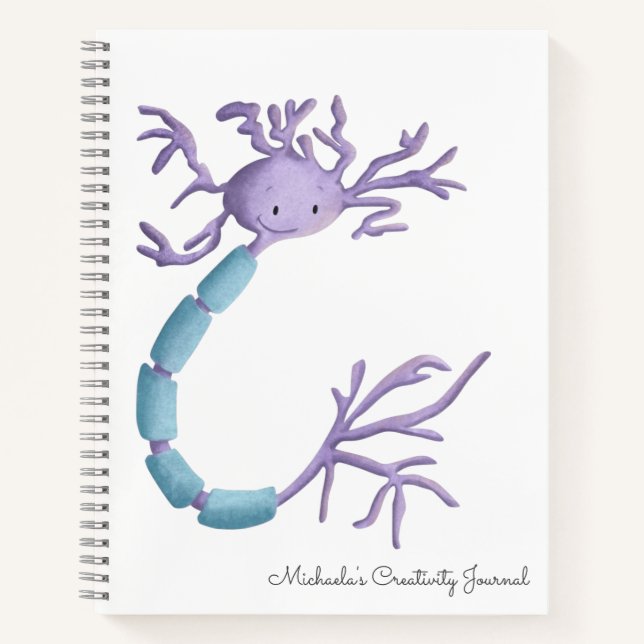 Cute Cartoon Neuron Illustration Personalized Notebook (Front)