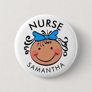 Cute  Cartoon Nurse Name 2 Inch Round Button