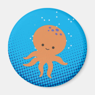 Cute Cartoon Octopus Blue Ocean Magnet