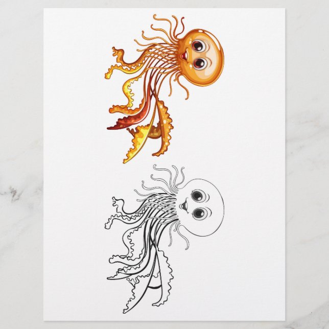 Cute cartoon octopus colouring page (Front)