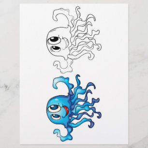 Cute Cartoon octopus colouring page