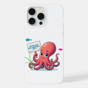 Cute, cartoon octopus with fish iPhone 15 pro max case