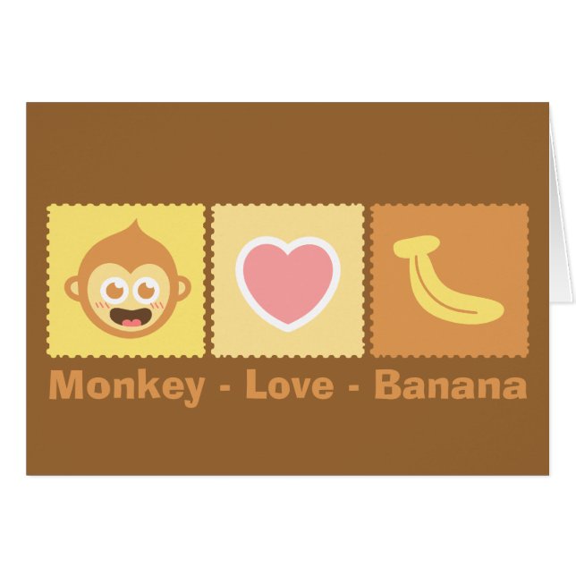 Cute Cartoon of Monkey - Love - Banana (Front Horizontal)