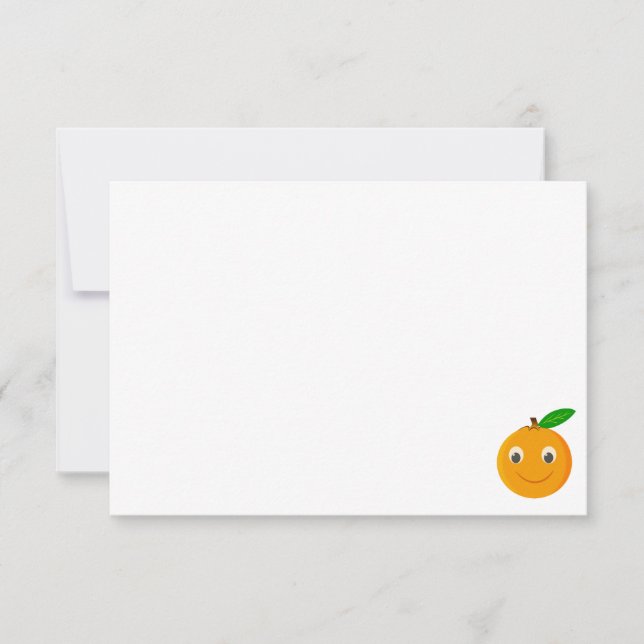Cute Cartoon Orange Blank Card (Front)