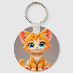 Cute Cartoon Orange Kitten Keychain