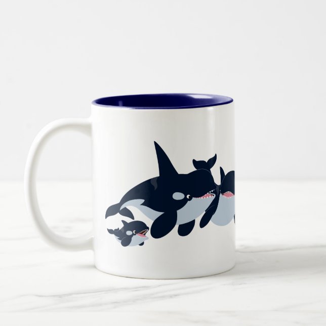 Cute Cartoon Orca Family Mug (Left)