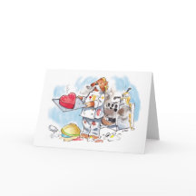 cute cartoon otter chef valentine's day card