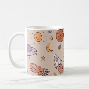 Cute Cartoon Outer Space Seamless Pattern Design Coffee Mug