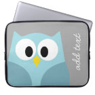 Cute Cartoon Owl - Blue and Grey Custom Name