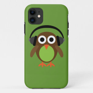 Cute Cartoon Owl DJ With Headphones iPhone 11 Case