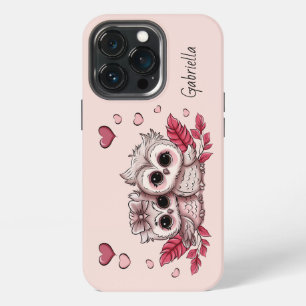Cute Cartoon Owl Lovers Heart Valentine’s Day iPhone 13 Pro Case