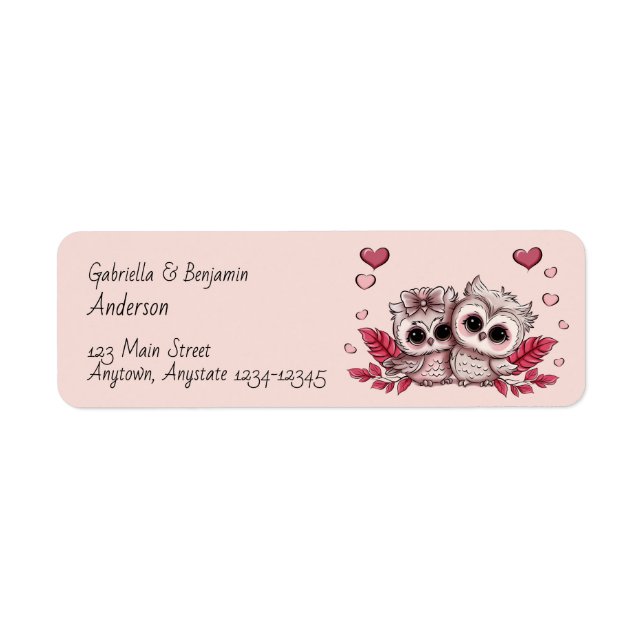 Cute Cartoon Owl Lovers Hearts Valentine’s Day (Front)