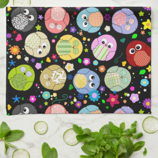 Cute Cartoon Owls and Flowers Design Kitchen Towel