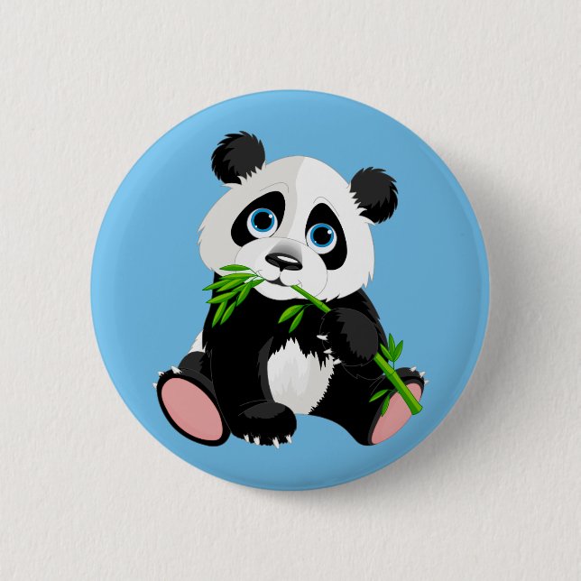 Cute Cartoon Panda Bear 2 Inch Round Button (Front)