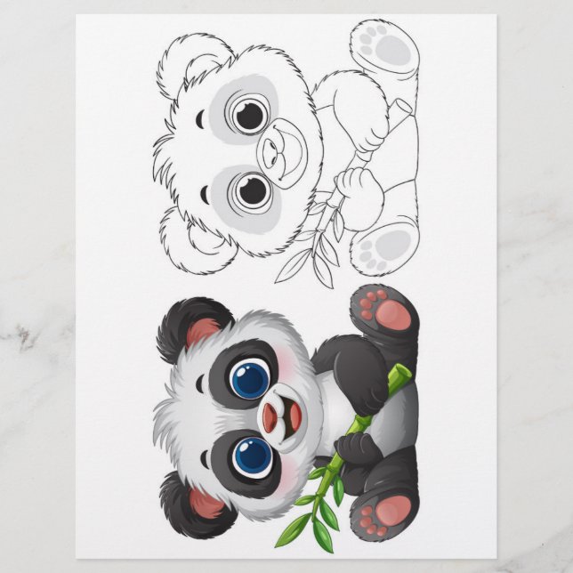 Cute Cartoon Panda colouring page (Front)