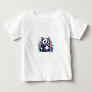 Cute Cartoon Panda Eating Bamboo Baby T-Shirt
