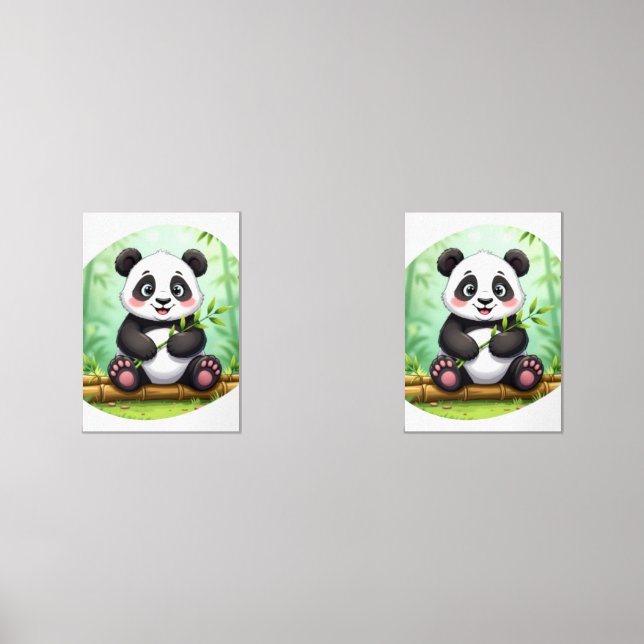 Cute Cartoon Panda on Bamboo Patch (Recto)