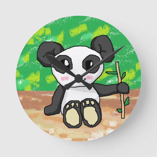 cute cartoon panda round clock (Front)