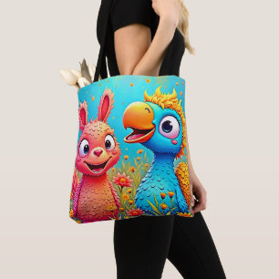 Cute Cartoon Parrot Bunny Art Tote Bag