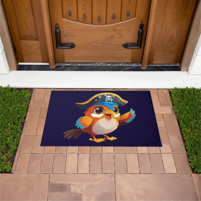 Cute cartoon parrot pirate doormat (Outdoor)