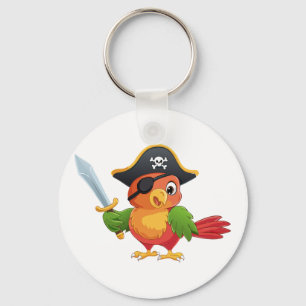 Cute cartoon parrot pirate keychain