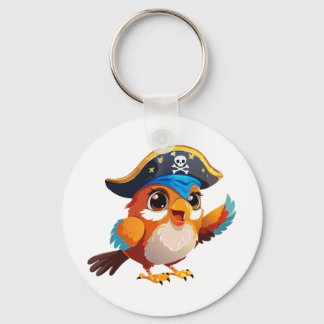 Cute cartoon parrot pirate keychain
