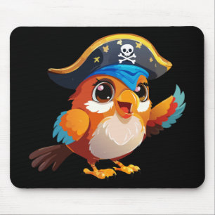 Cute cartoon parrot pirate mouse pad