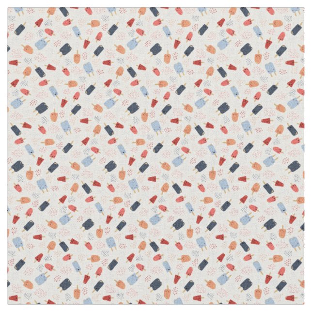 Cute Cartoon Party Popsicles and Confetti Fabric (Close Up)