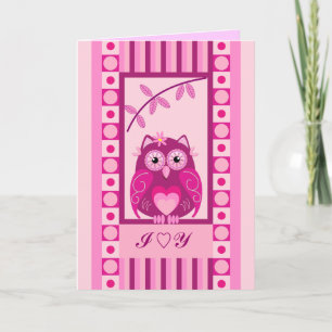 Cute cartoon, patterns, Owl Valentine's day card