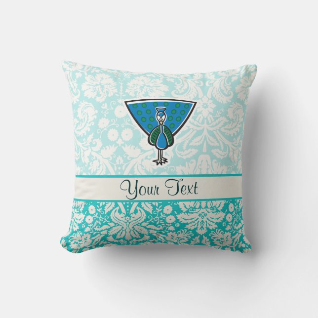 Cute Cartoon Peacock Throw Pillow (Front)