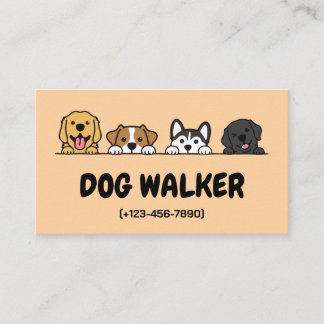 Cute Cartoon Peeking Dogs Dog Walker & Pet Sitter Business Card