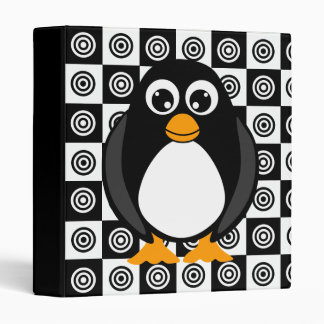 Cute Cartoon Penguin Black and White Binder