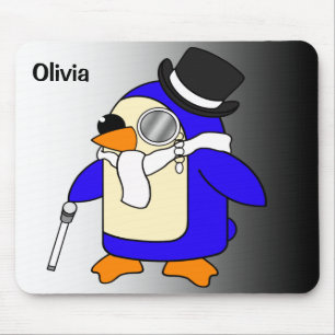 Cute cartoon penguin classic black and white mouse pad