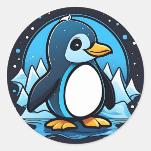 Cute Cartoon Penguin Cold Classic Round Sticker